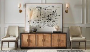 This entertainment console is one of the new accents in the Drew & Jonathan Home brand.